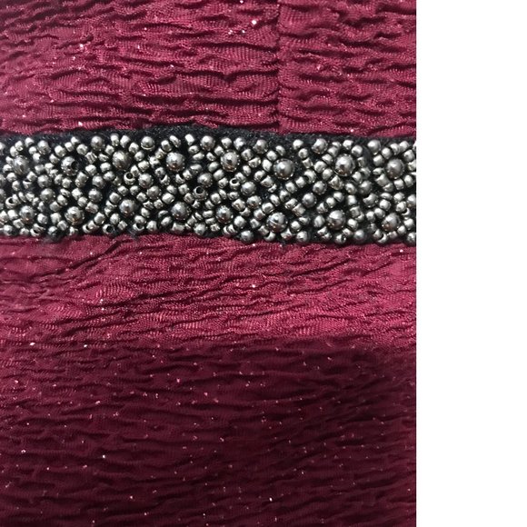 Le Chateau Burgundy Red Shimmer Black Sheer Mesh Bodycon Cocktail dress  NWT - Picture 4 of 5